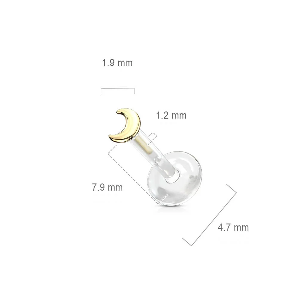 Złoto 585 labret księżyc płaski push-in - Image 2