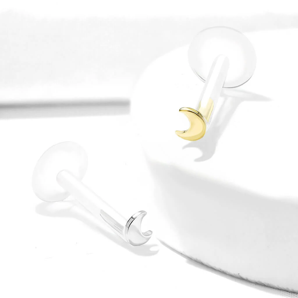 Złoto 585 labret księżyc płaski push-in - Image 4