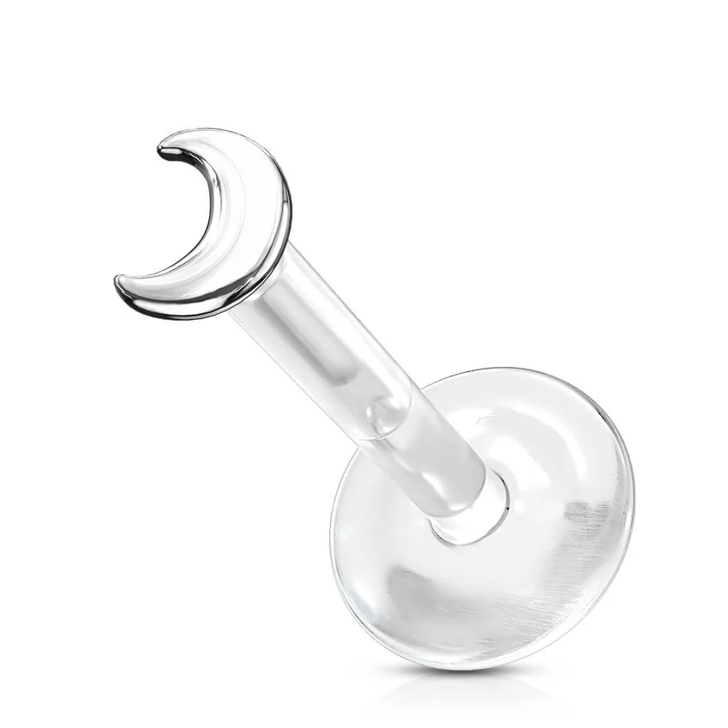 Złoto 585 labret księżyc płaski push-in - Image 5