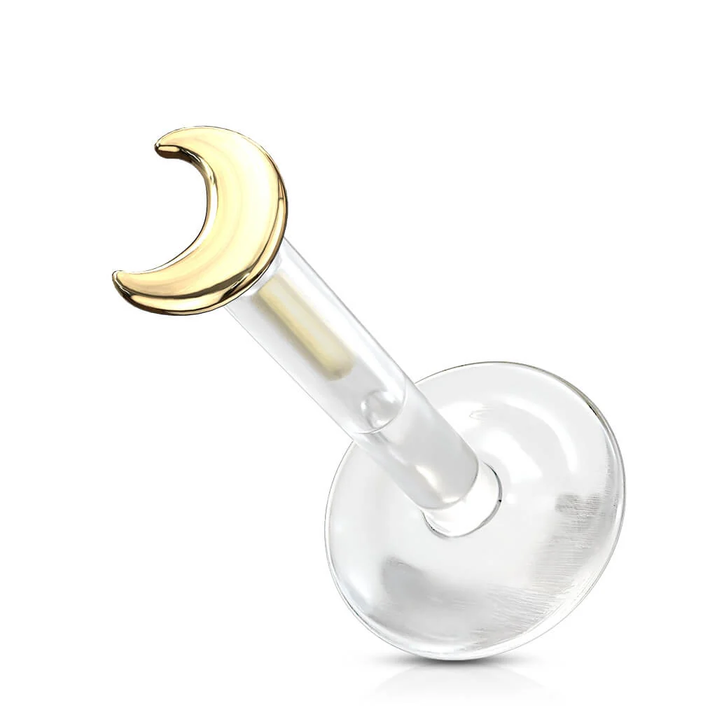 Złoto 585 labret księżyc płaski push-in - Image 6