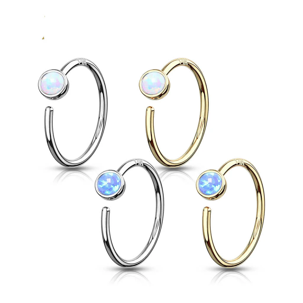 Złoto 585 kółko opal kolczyk rozginany - Image 3
