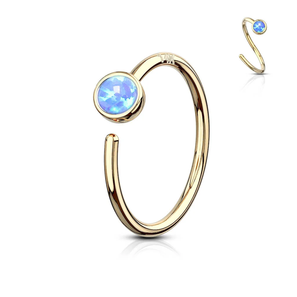 Złoto 585 kółko opal kolczyk rozginany - Image 7