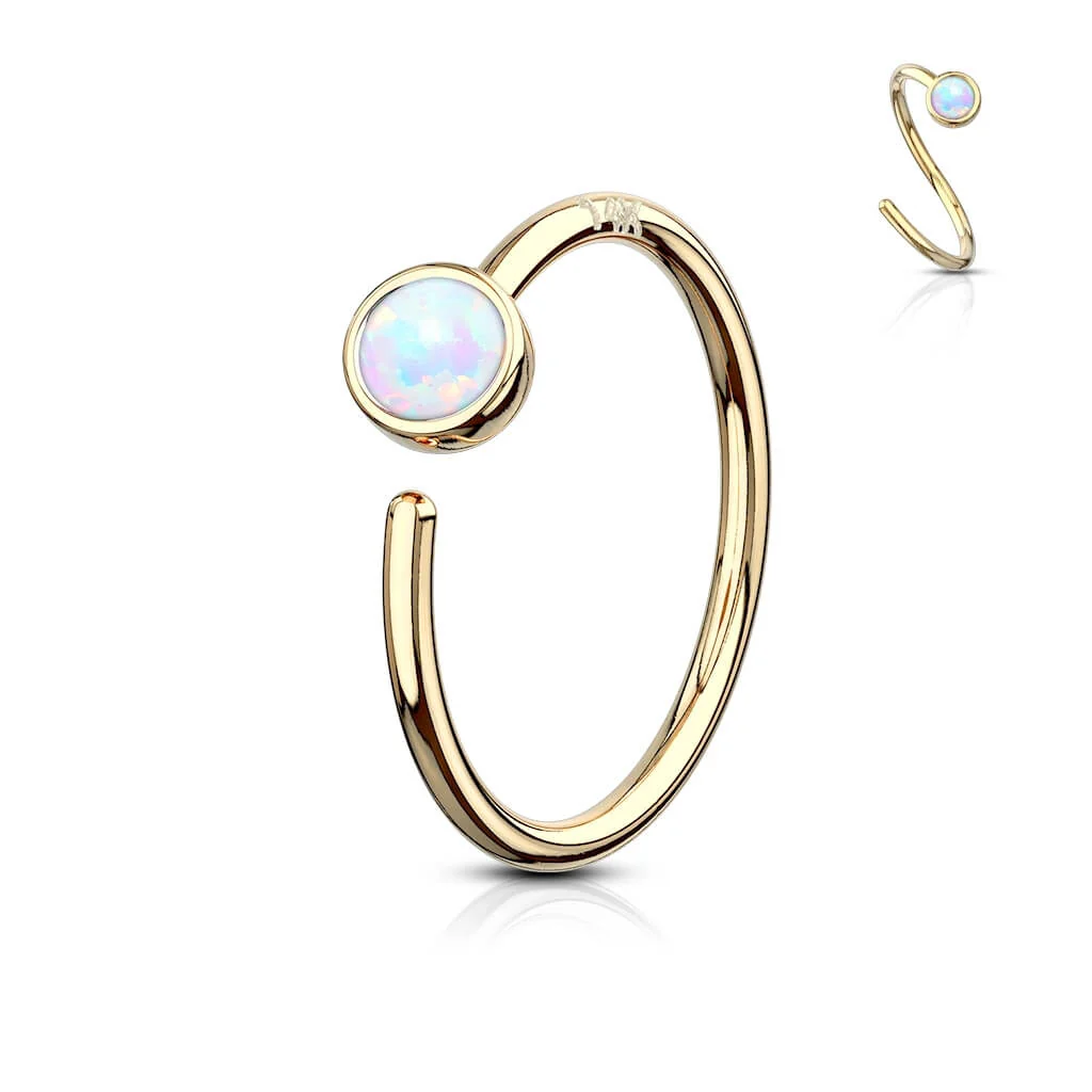 Złoto 585 kółko opal kolczyk rozginany - Image 8