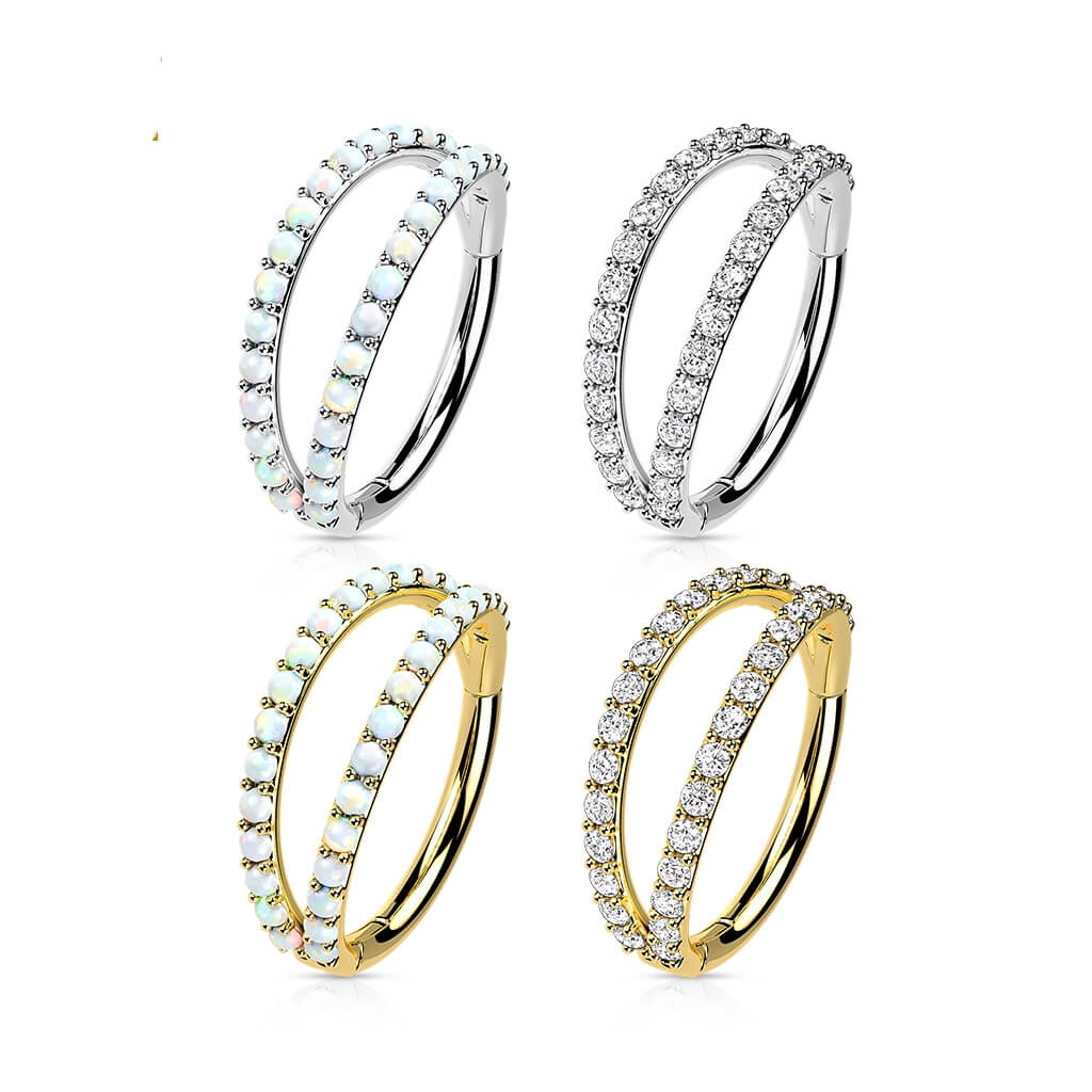 Złoto 585 kółko trójwymiarowe cyrkonia opal clicker - Image 3