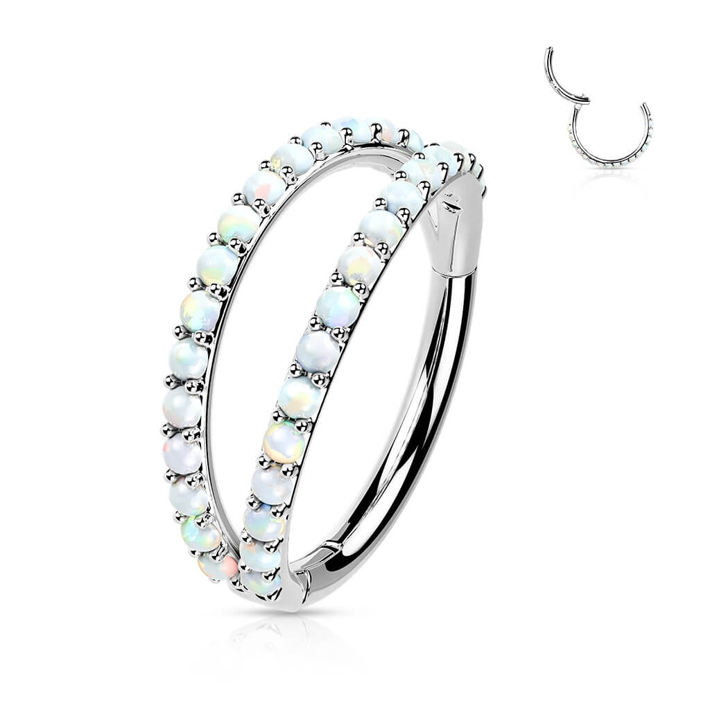 Złoto 585 kółko trójwymiarowe cyrkonia opal clicker - Image 5