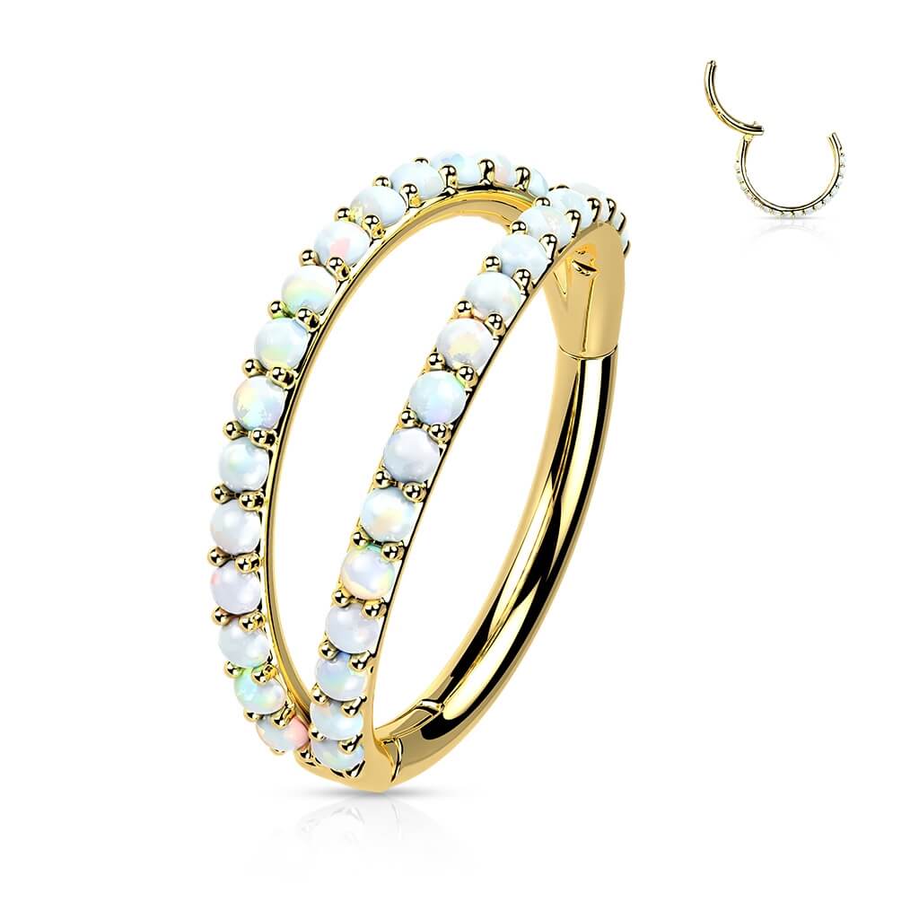 Złoto 585 kółko trójwymiarowe cyrkonia opal clicker - Image 7