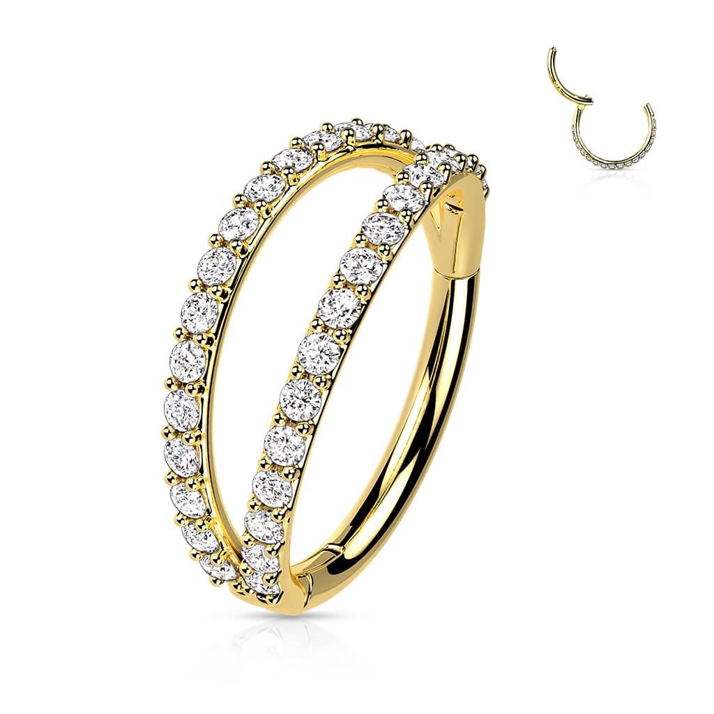 Złoto 585 kółko trójwymiarowe cyrkonia opal clicker - Image 8