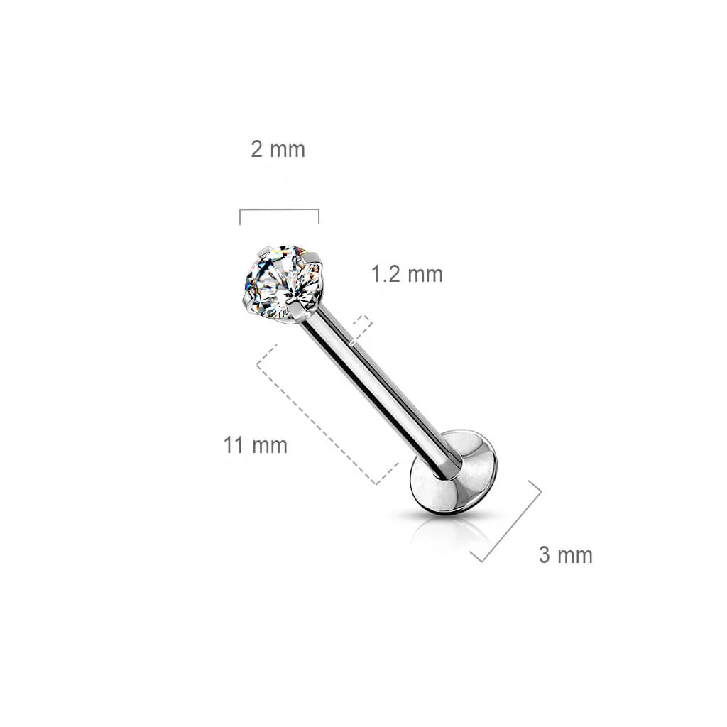 Labret cyrkonia oprawa bezel srebrny Push-in - Image 2