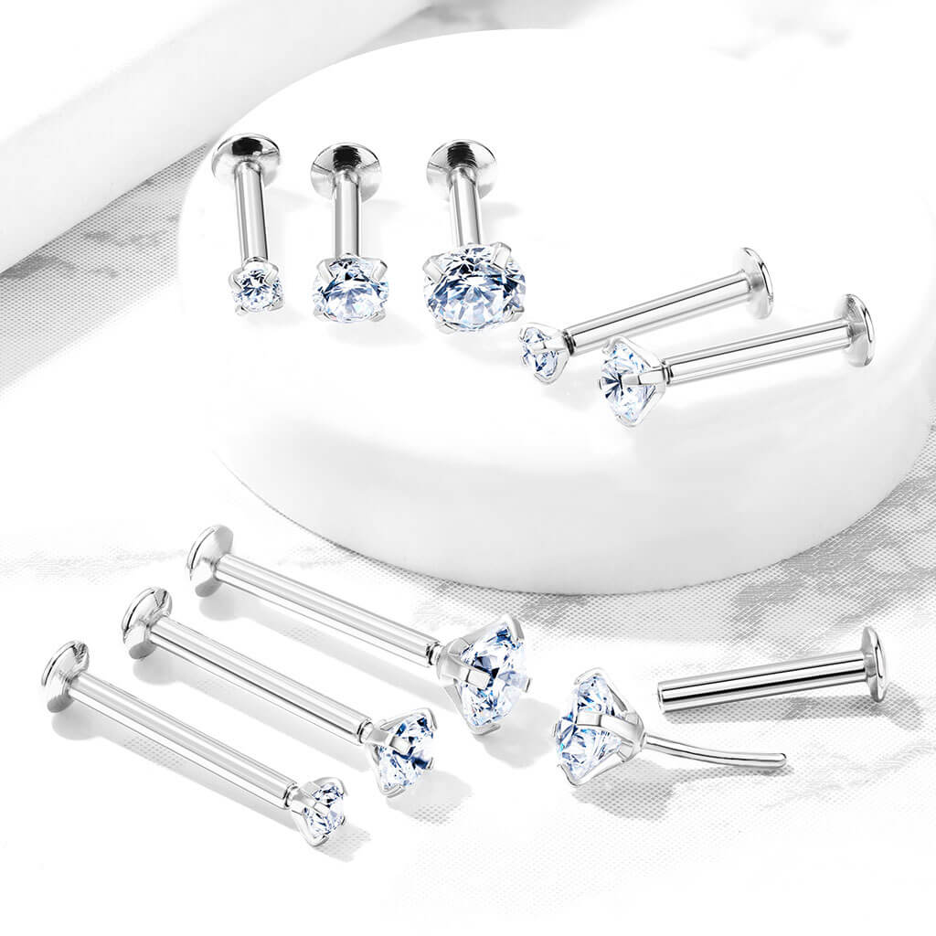 Labret cyrkonia oprawa bezel srebrny Push-in - Image 4