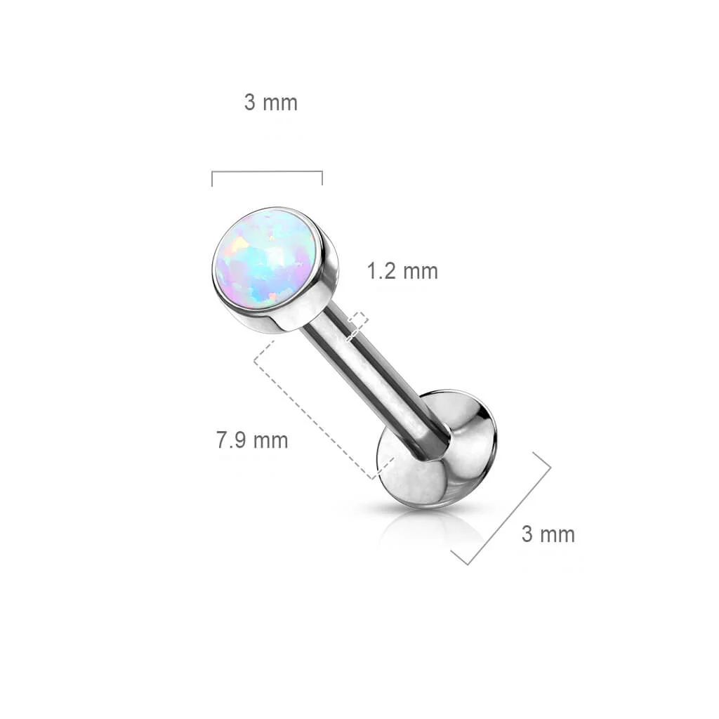 Labret opal okrągły srebrny - Image 2