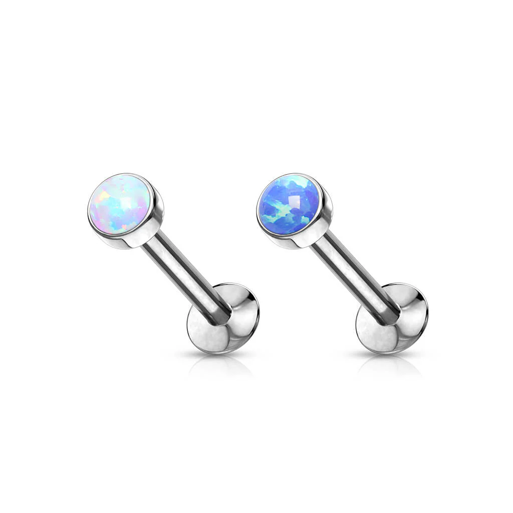 Labret opal okrągły srebrny - Image 3