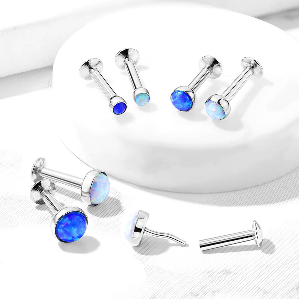 Labret opal okrągły srebrny - Image 5