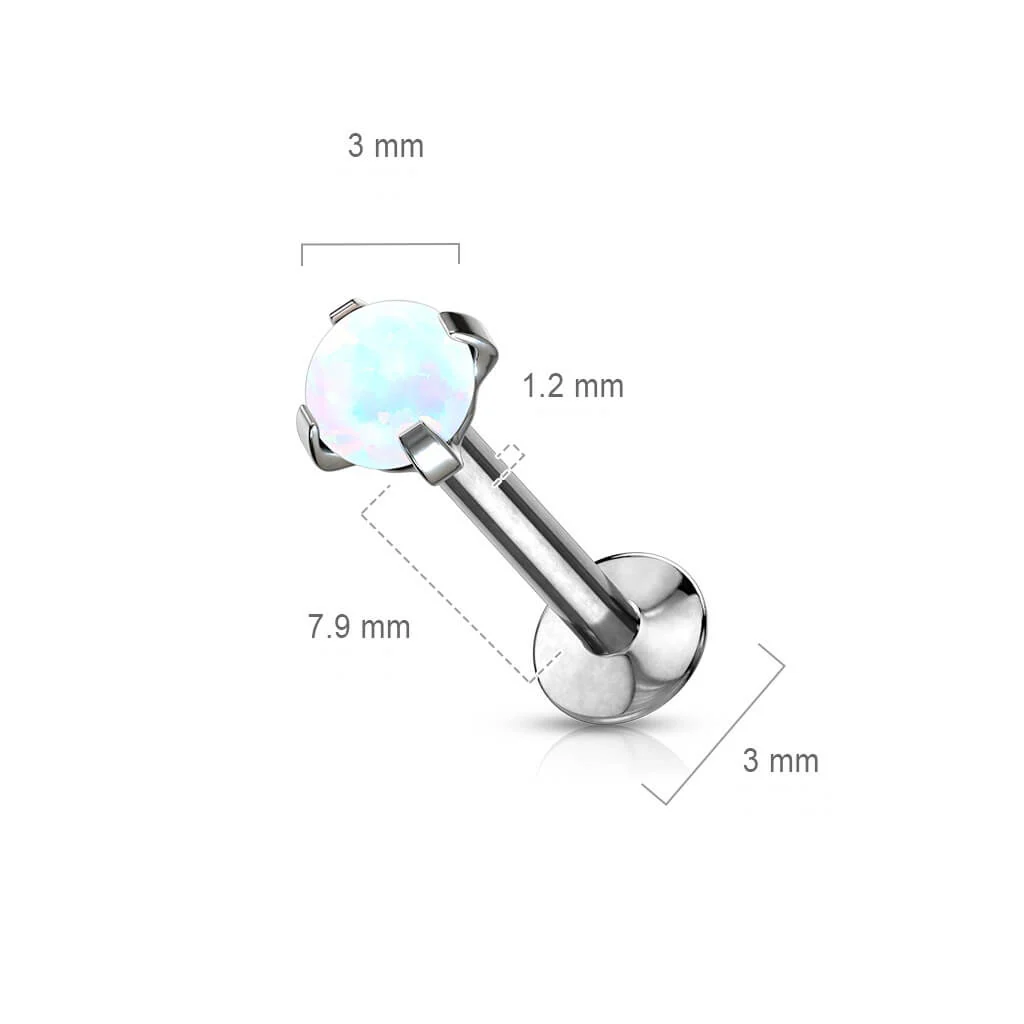 Labret opal okrągły w łapkach srebrny - Image 2