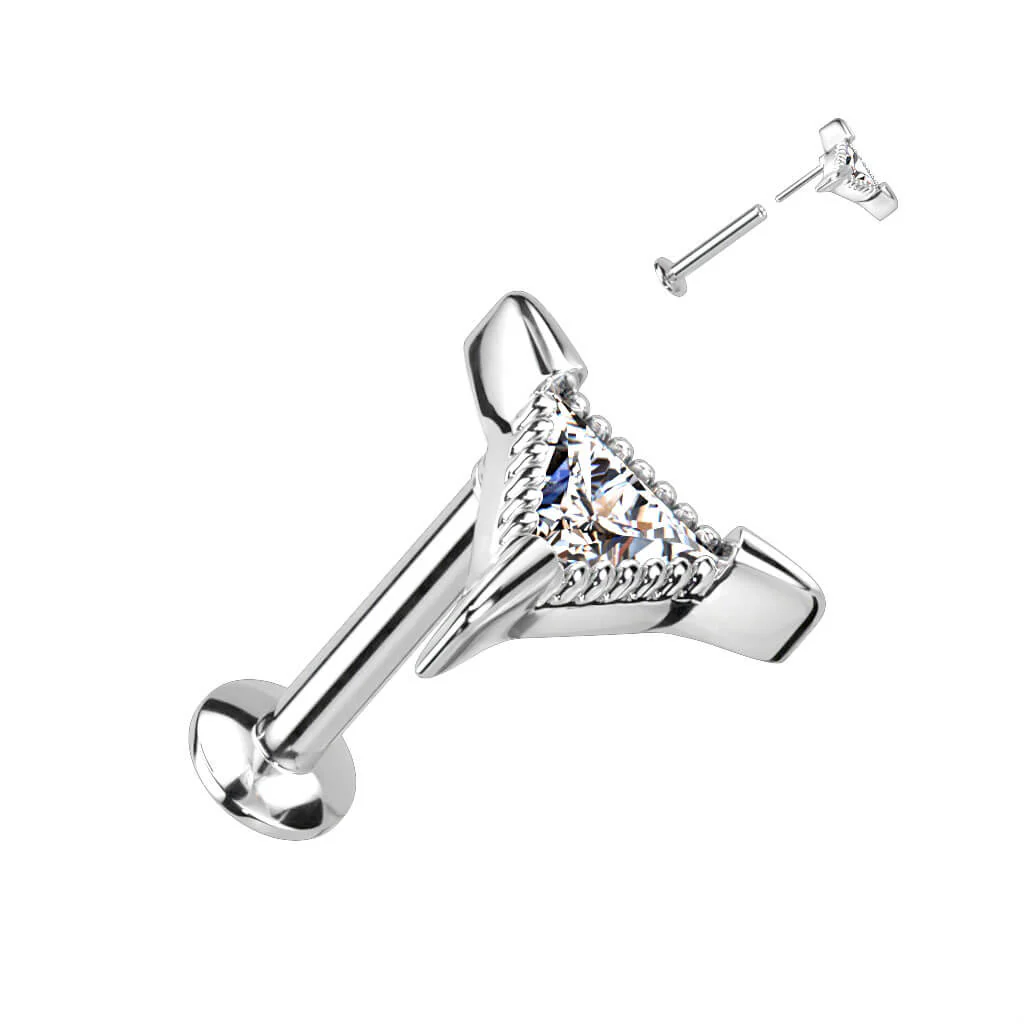 Labret cyrkonia trójkąt push-in - Image 3
