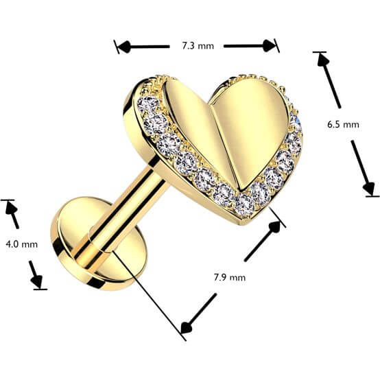 Labret serduszko cyrkonia push-in - Image 2