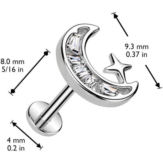 Labret księżyc gwiazdka cyrkonia push-in - Image 2