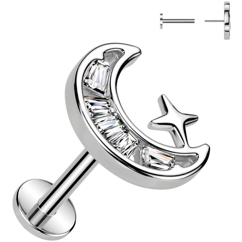 Labret księżyc gwiazdka cyrkonia push-in - Image 3