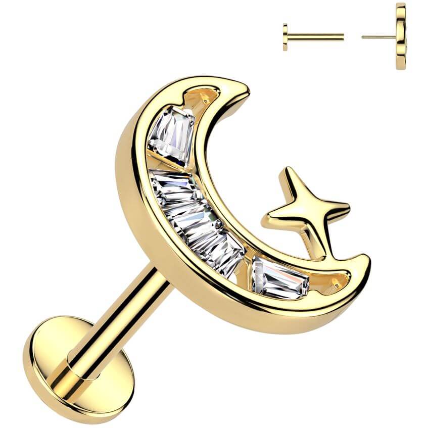 Labret księżyc gwiazdka cyrkonia push-in - Image 4