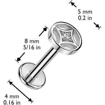 Labret gwiazda czteroramienna cyrkonia push-in - Image 2