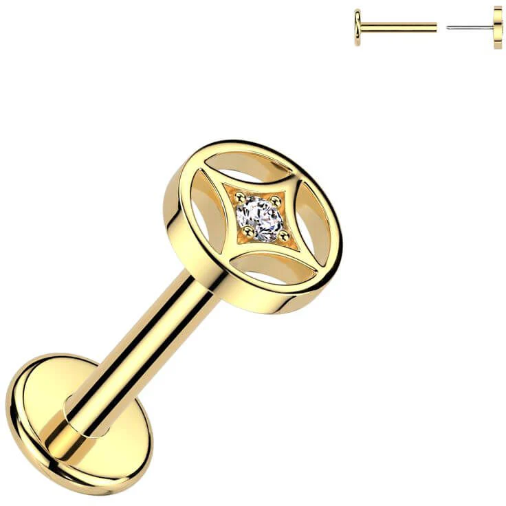 Labret gwiazda czteroramienna cyrkonia push-in - Image 4