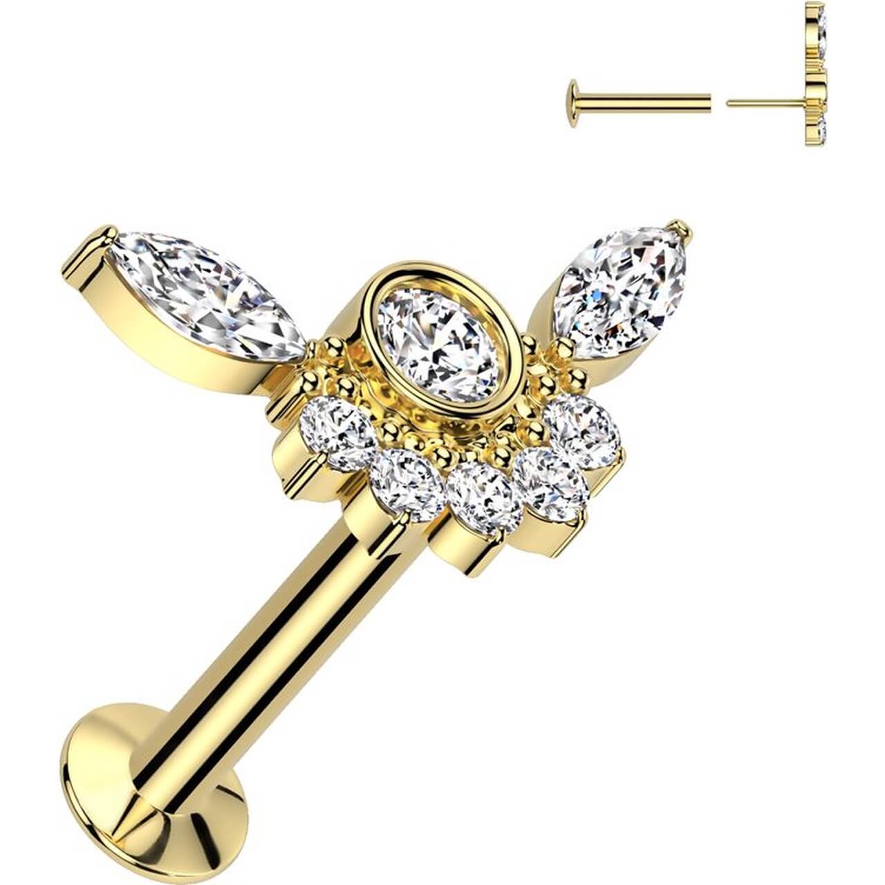 Labret cyrkonia oprawa bezel otoczona cyrkoniami push-in - Image 4