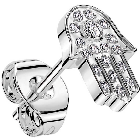 Tytan hamsa oprawa pave cyrkonia push-in - Image 4