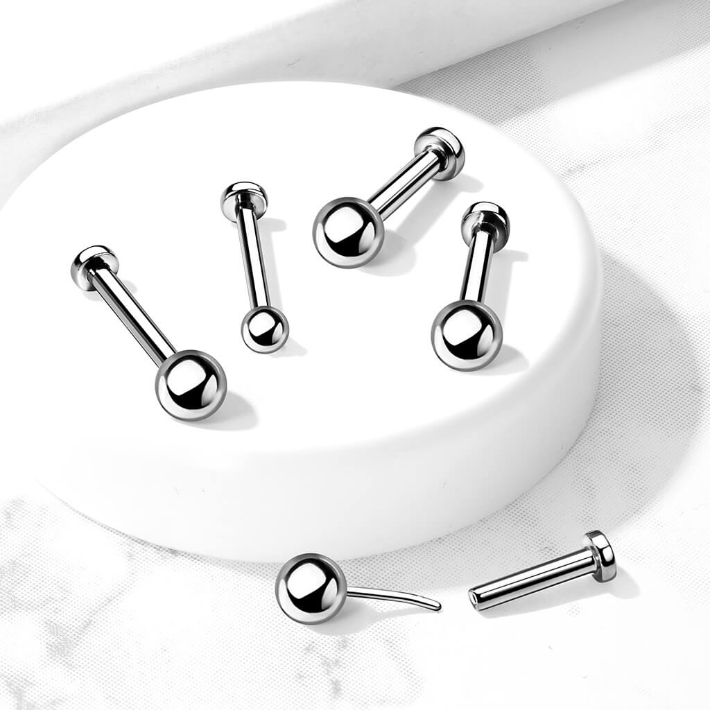 Tytan labret srebrna kulka push-in - Image 3