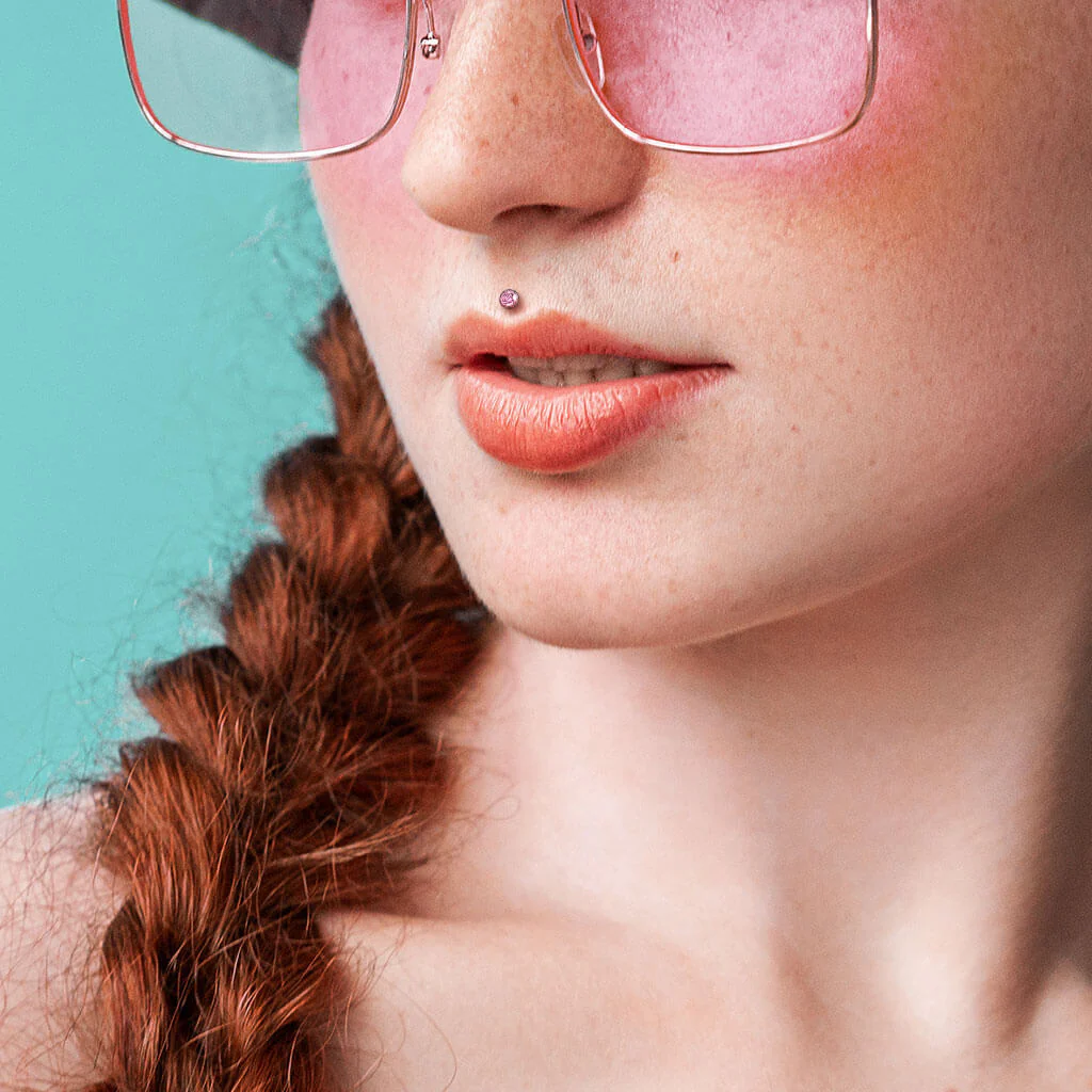 Tytan labret okrągła cyrkonia push-in - Image 3