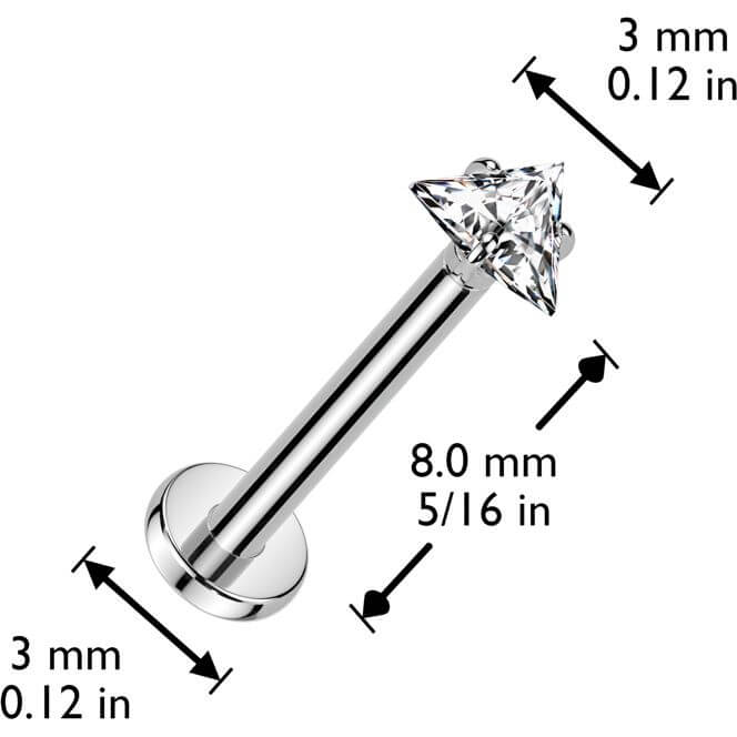 Tytan labret trójkąt cyrkonia push-in - Image 2