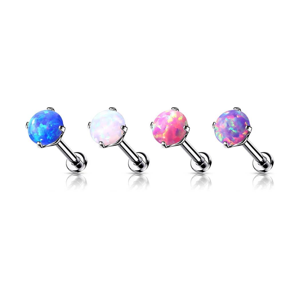 Tytan labret opal srebrny push-in - Image 3