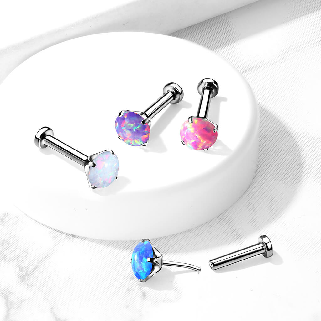 Tytan labret opal srebrny push-in - Image 5