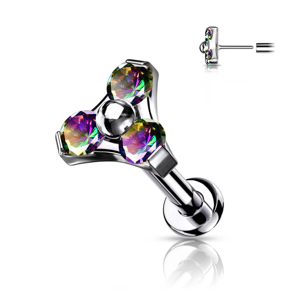 Tytan labret trójkąt cyrkonia srebrny push-in - Image 10
