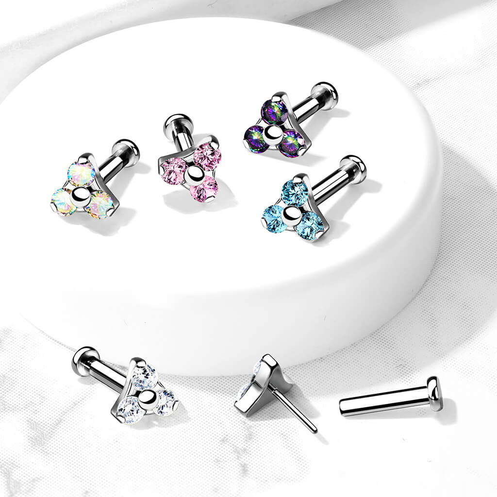 Tytan labret trójkąt cyrkonia srebrny push-in - Image 5