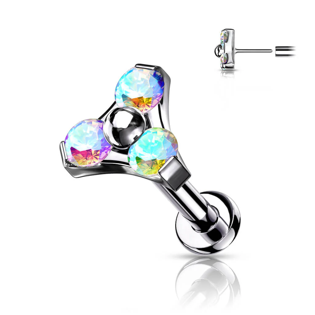 Tytan labret trójkąt cyrkonia srebrny push-in - Image 6