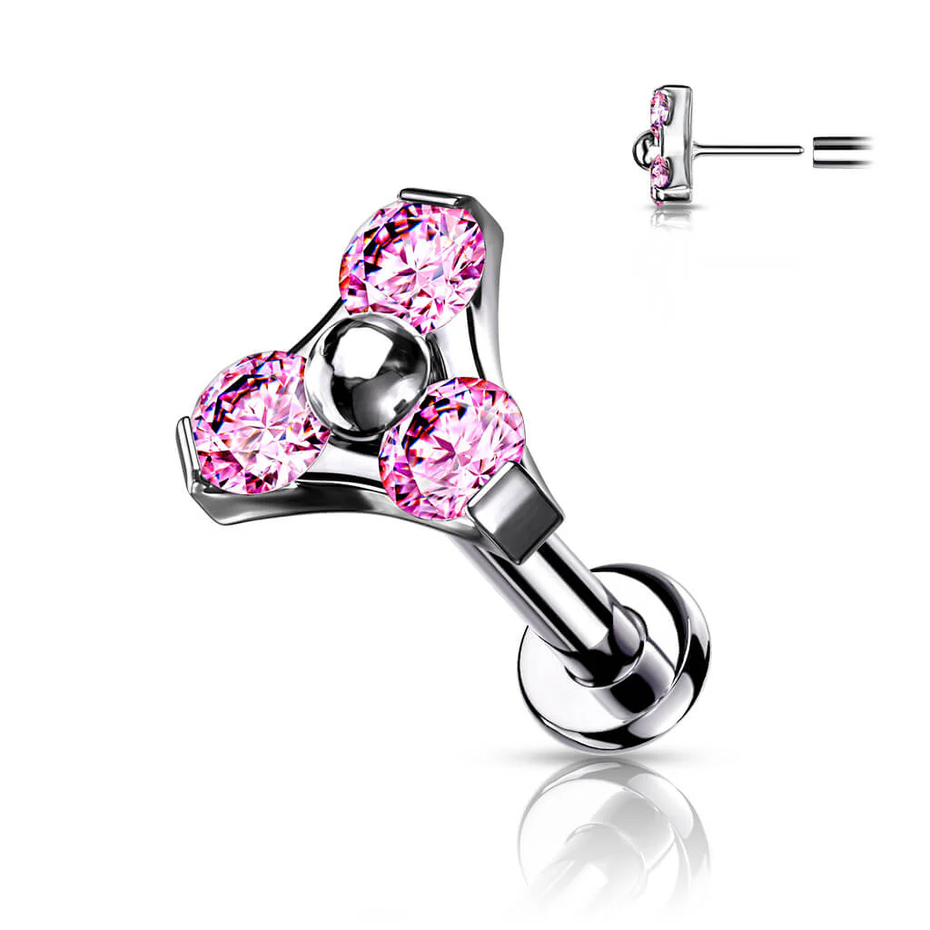 Tytan labret trójkąt cyrkonia srebrny push-in - Image 8