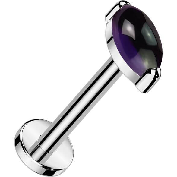 Tytan labret kamień naturalny szlif markizowy push-in - Image 4