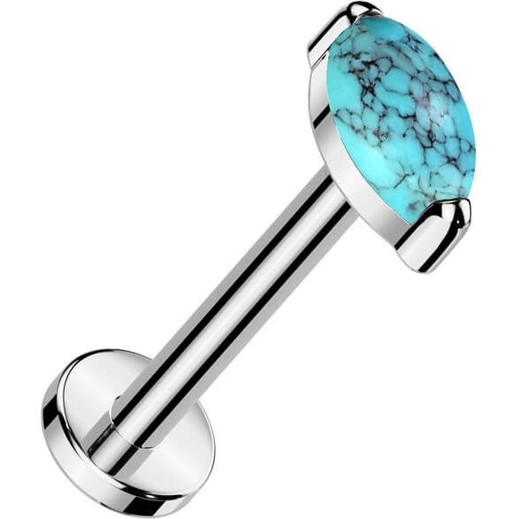 Tytan labret kamień naturalny szlif markizowy push-in - Image 6