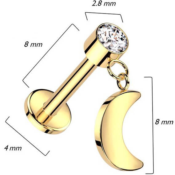 Tytan labret księżyc oprawa bezel cyrkonia push-in - Image 2