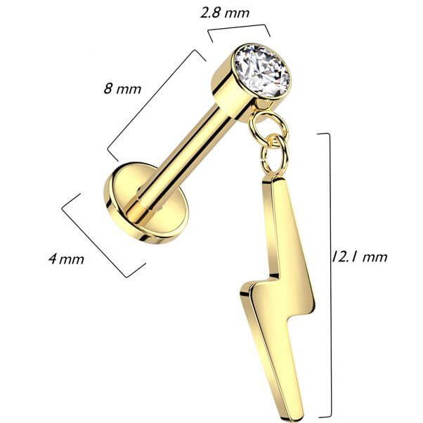 Tytan labret piorun zawieszka cyrkonia push-in - Image 2