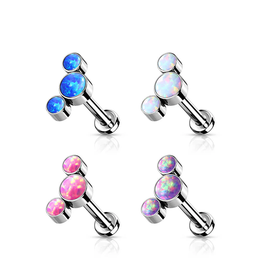 Tytan labret 3 opale srebrny push-in - Image 3