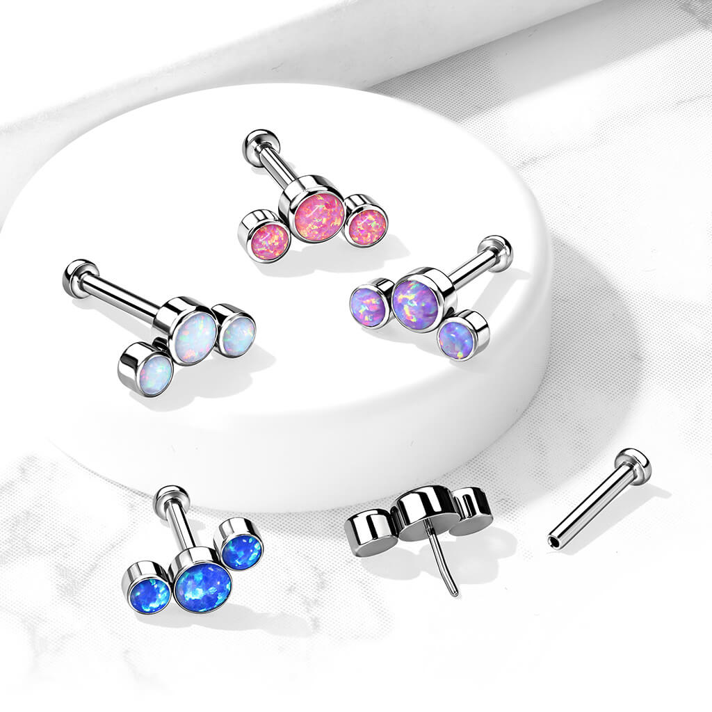 Tytan labret 3 opale srebrny push-in - Image 5