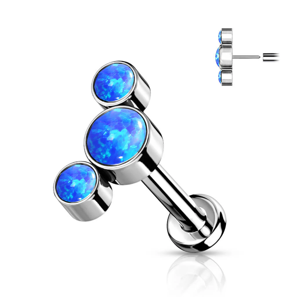 Tytan labret 3 opale srebrny push-in - Image 6