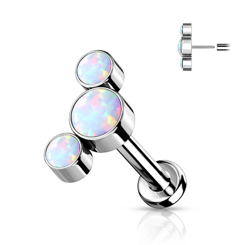 Tytan labret 3 opale srebrny push-in - Image 7