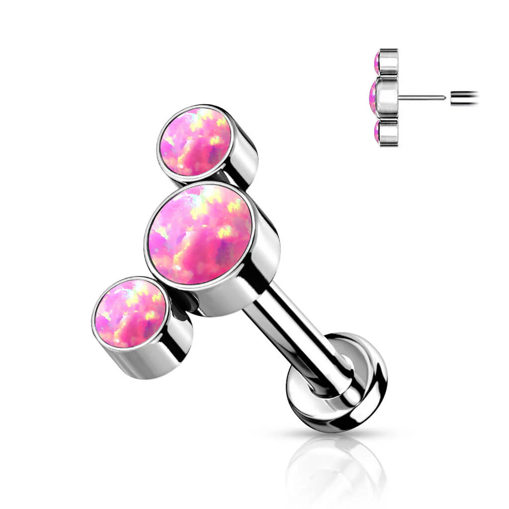 Tytan labret 3 opale srebrny push-in - Image 8