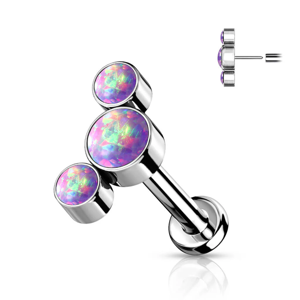 Tytan labret 3 opale srebrny push-in - Image 9