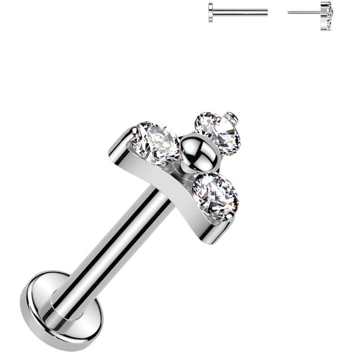 Tytan labret triquetra 3 cyrkonie w łapkach push-in - Image 3