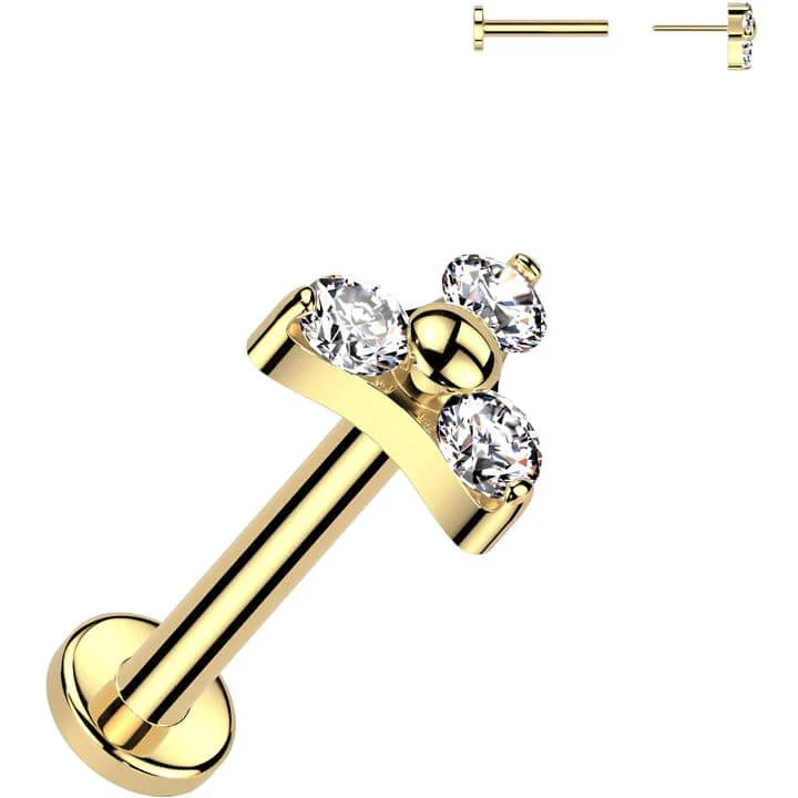 Tytan labret triquetra 3 cyrkonie w łapkach push-in - Image 4
