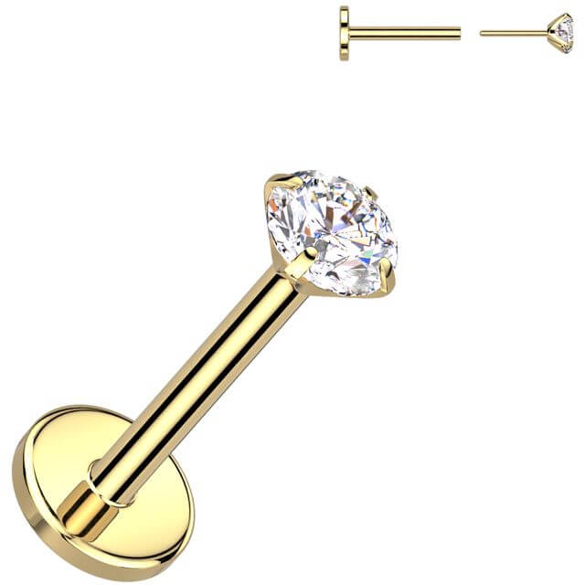 Tytan labret cyrkonia w łapkach podstawa 4mm push-in - Image 3