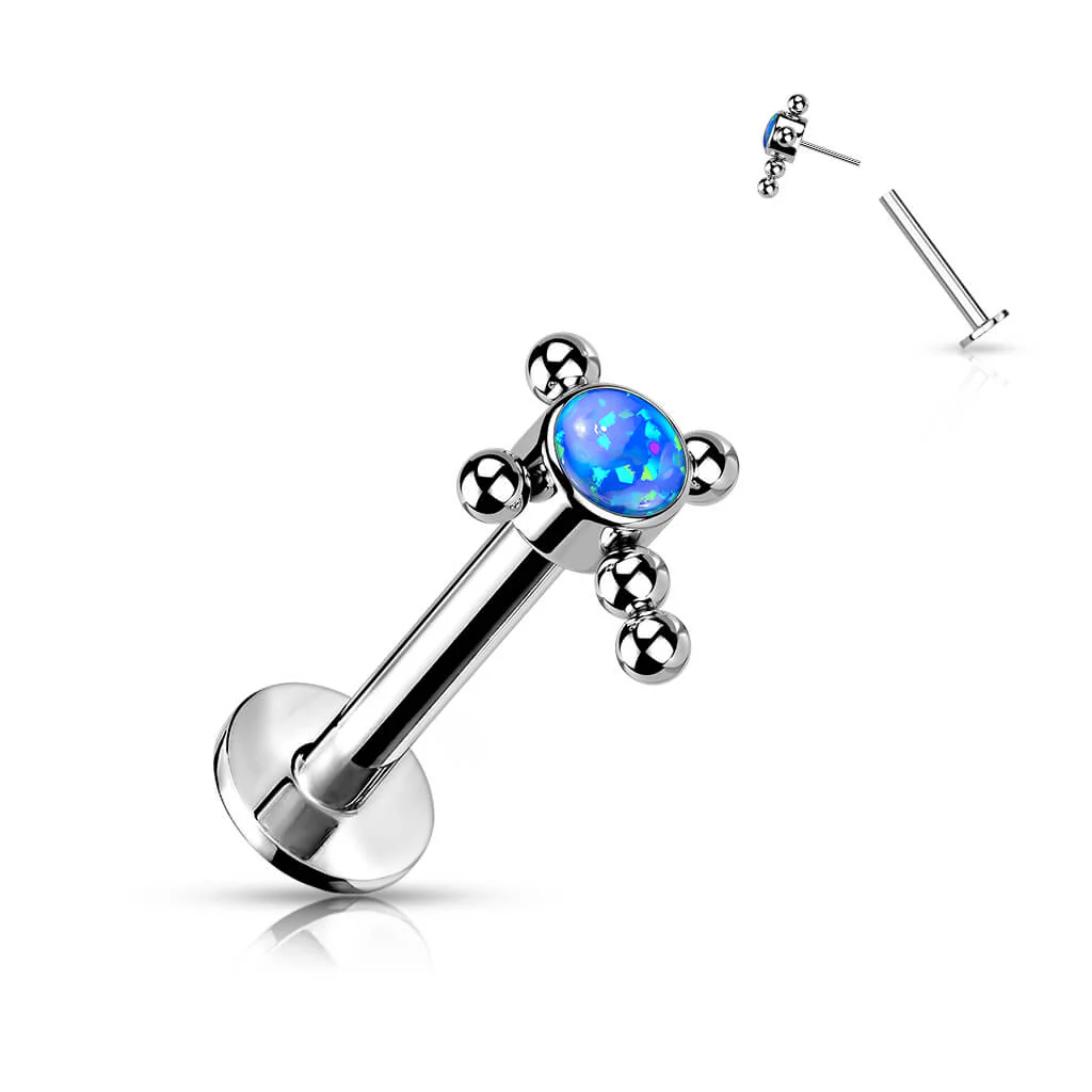 Tytan labret krzyż cyrkonia opal srebrny push-in - Image 10