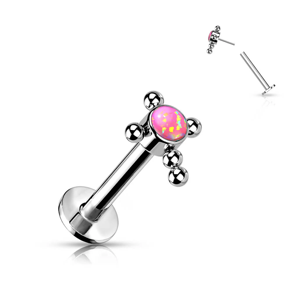 Tytan labret krzyż cyrkonia opal srebrny push-in - Image 8